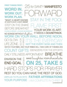 25 for sanity manifesto