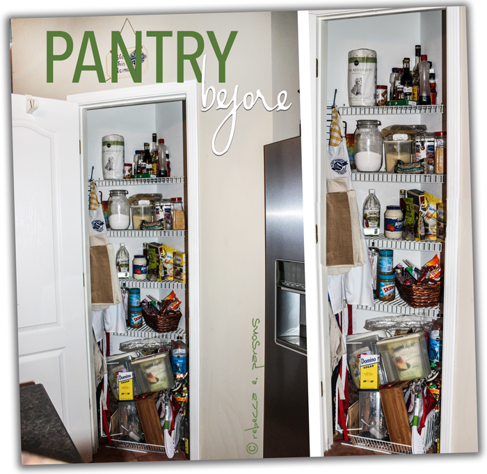 Disorganized pantry before images