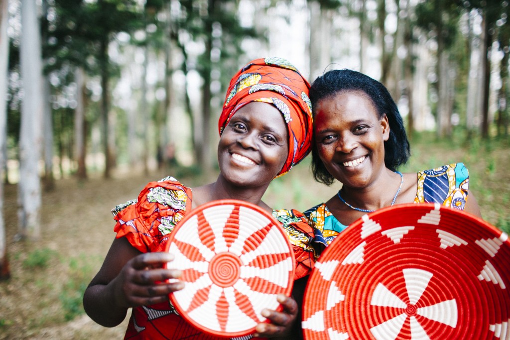 rwanda artists with path to peace baskets