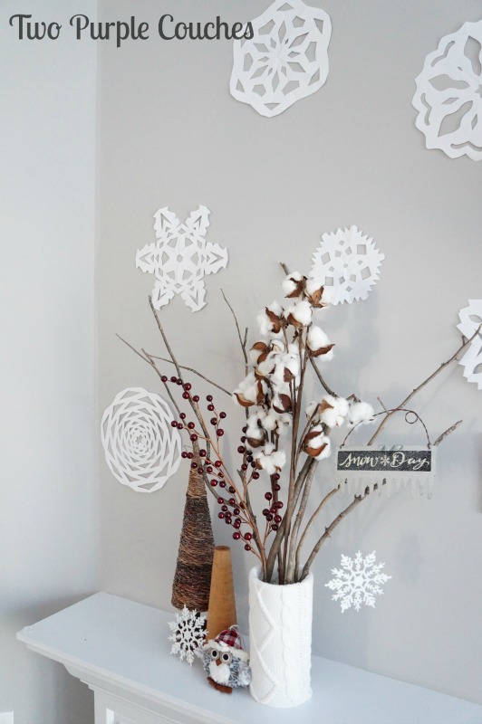 Paper snowflakes winter DIY Valentine Mantle Decorating Ideas