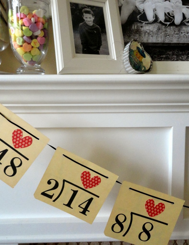 division flash card banner by Kylie Glenn Jenkins DIY Valentine Mantle Decorating Ideas