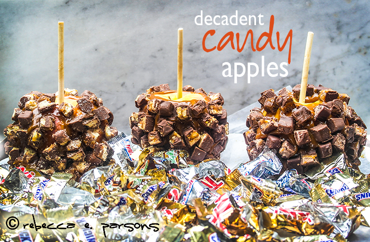 Decadent candy apples with Snickers