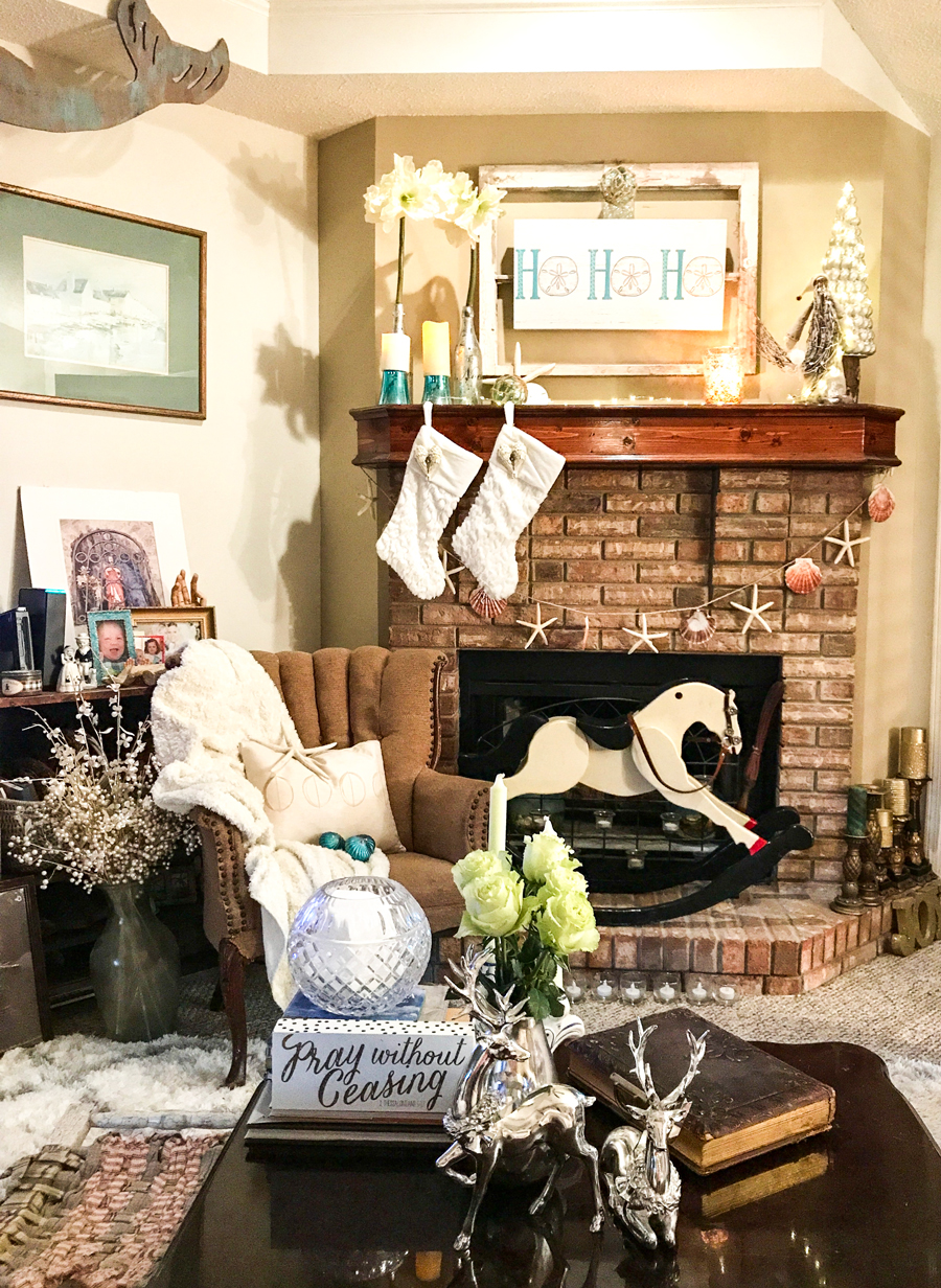 Rustic Beach Christmas Mantle decor