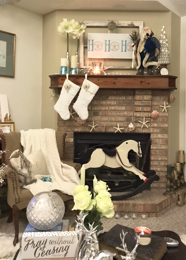 Rustic Beach Christmas Mantle decor