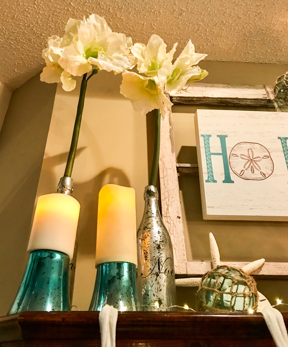 Rustic Beach Christmas Mantle layers