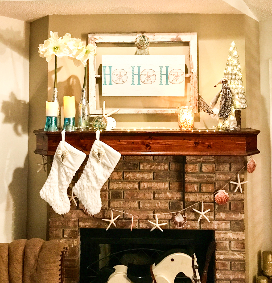 Rustic Beach Christmas Mantle 