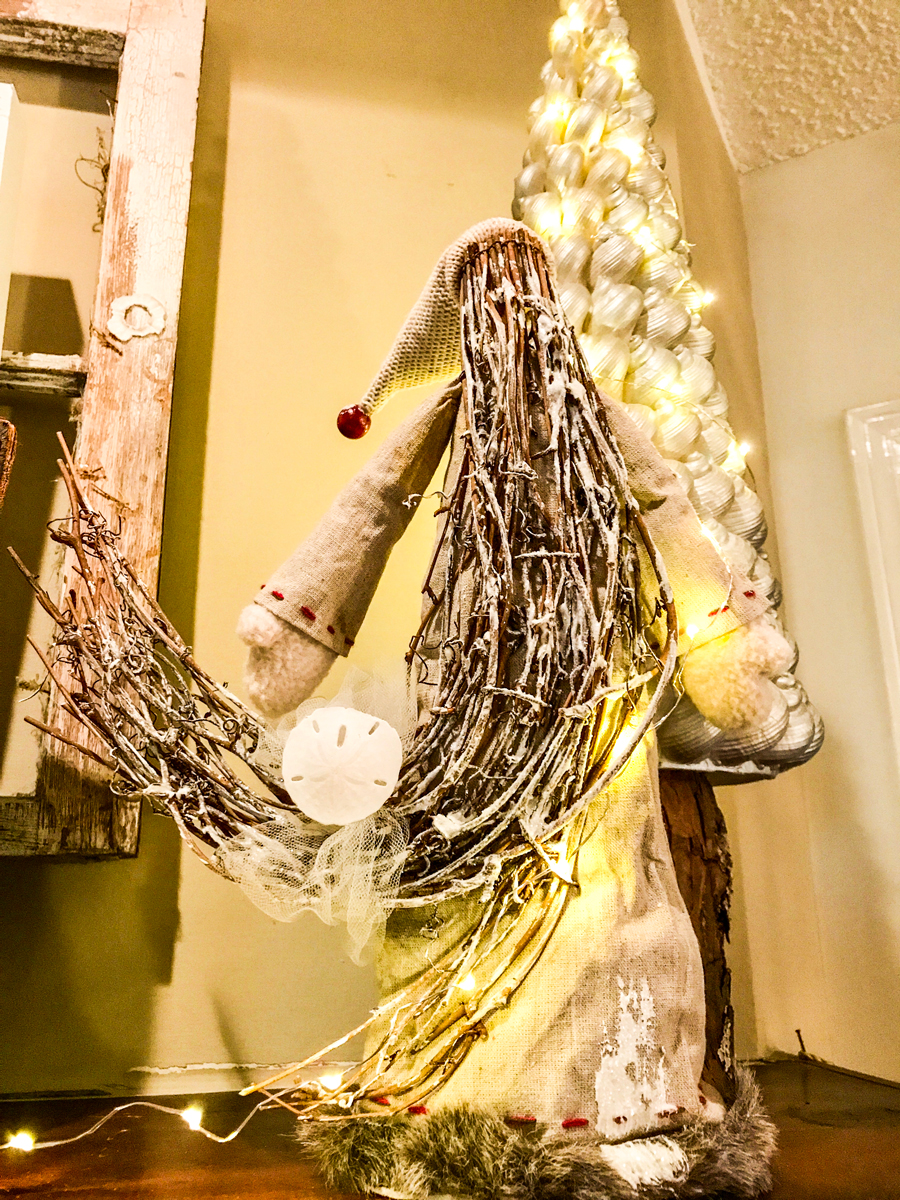 Rustic Beach Christmas Mantle Santa #1