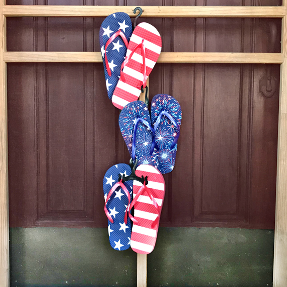 Patriotic Flip Flops on the front Door